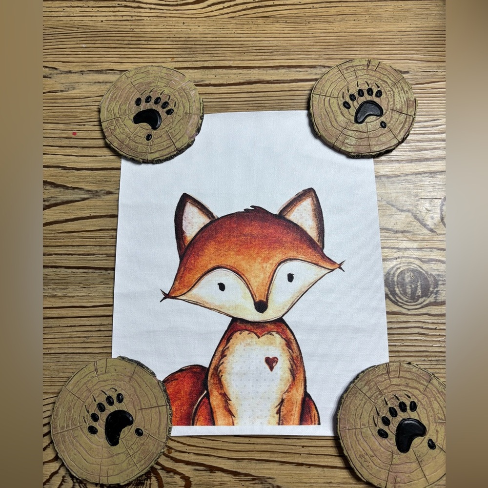 Brand new / never used whimsical forest animal canvas paintings, unframed